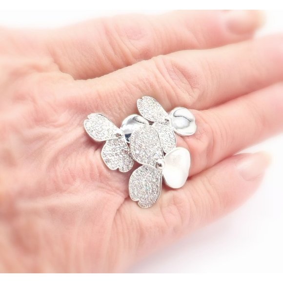 Authentic! Tiffany & Co Paper Flowers Platinum Diamond Large Ring - Picture 11 of 11